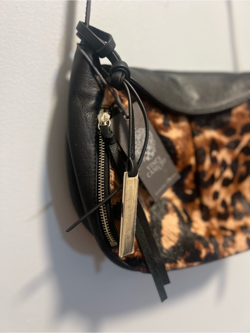 Vince Camuto Leopard Print Crossbody with Black Trim - Picture 13 of 16